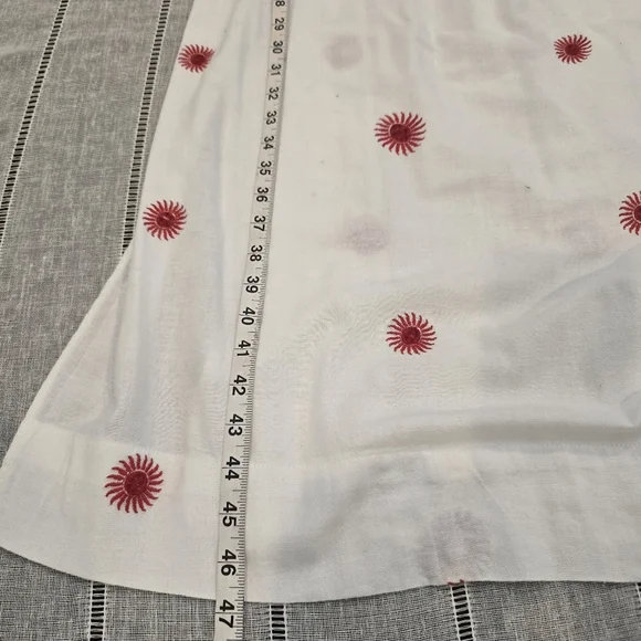 Free People Midi Dress Ivory Red Emory Embroider Cotton Preppy Boho Small - Picture 7 of 16